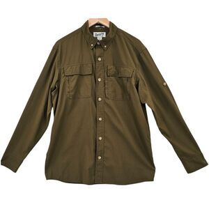 Duluth Trading Company Mens M Olive Action Standard Fit Long Sleeve Shirt